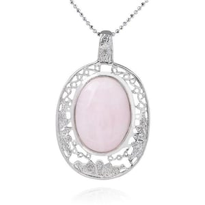 Ciondolo ovale in quarzo rosa