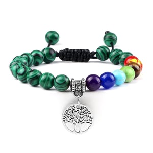 Bracciale dell'Albero della Vita 7 Chakra in malachite