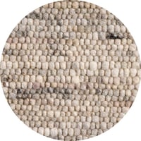 Rond wollen vloerkleed handgeweven Nanda Beige Groen 07