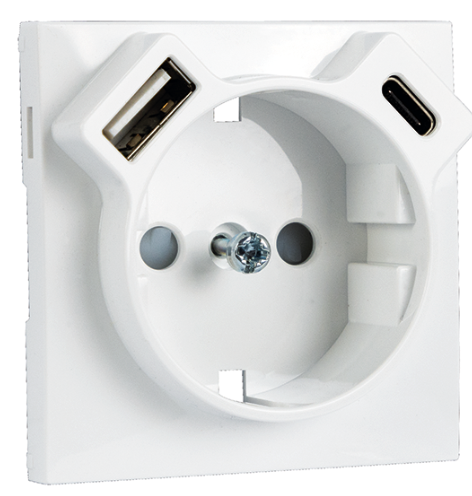 Efapel Basiscombinatie WCD + RA Inbouw 1V Steekcontacten Wit + USB A+C