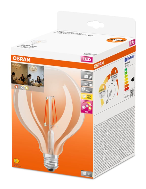 LED SUPERSTAR CLASSIC GLOBE GLOWdim 60 7 W/2700K E27 (CS à 1 PCE)