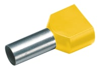 Geïsoleerde TWIN Adereindhuls, 2x 1mm², lengte 8mm, geel