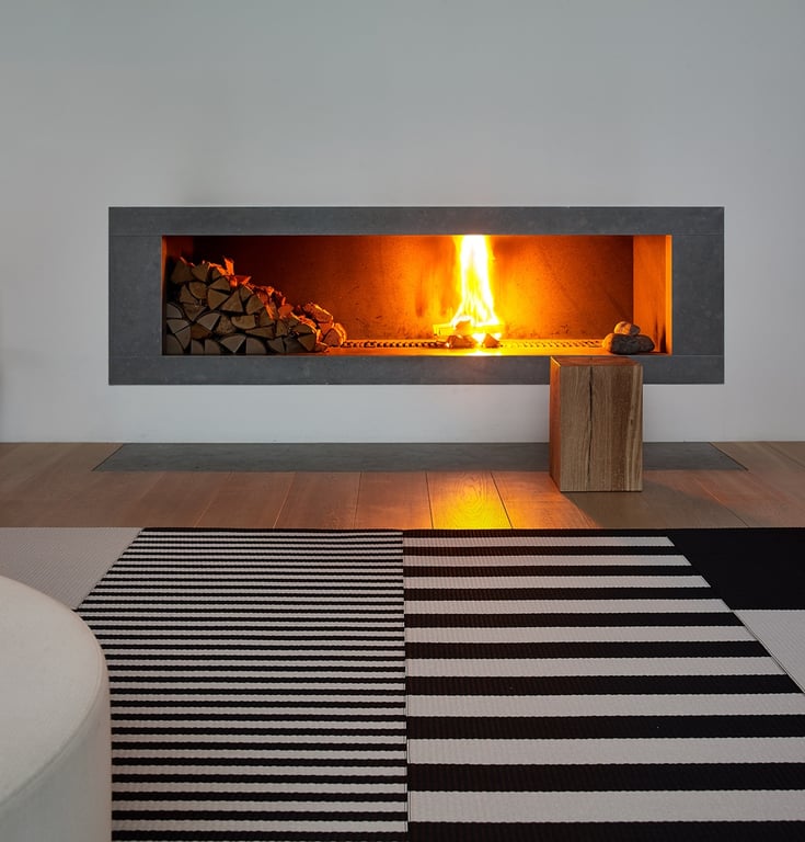 Design vloerkleed Woodnotes Big Stripe Black – Stone 1420915
