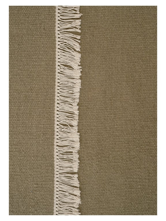 Wollen vloerkleed hip met flosjes Robijn Olive