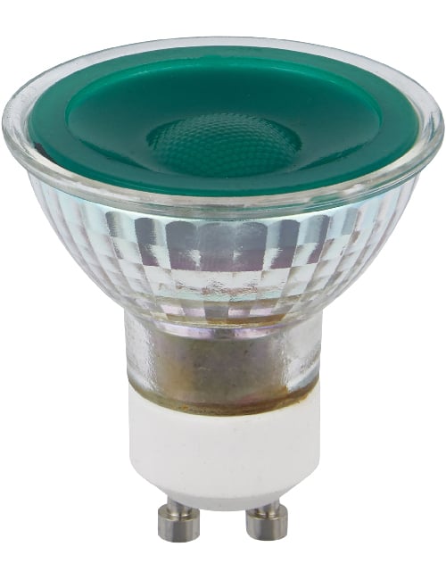 LED GU10 MR16 Glass 50x54 230V 5W 38° AC Green Non-Dim