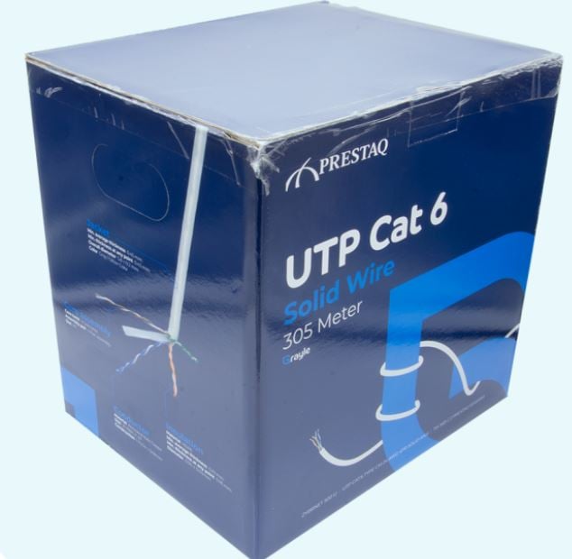 Cat6 U/UTP Installatiekabel 305m – Massief PVC AWG24 Grijs