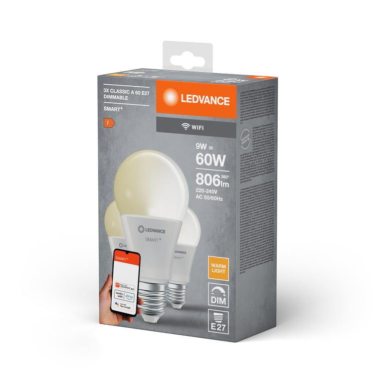 SMART+ WiFi Classic Dimmable 230V DIM FR E27 TRIPLE PACK