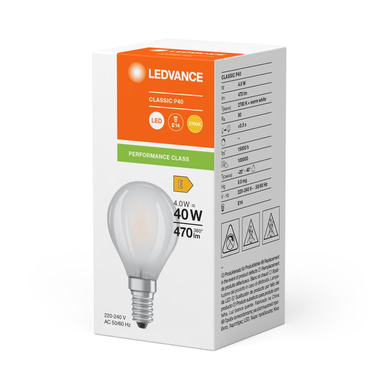 LED CLASSIC P P 4W 827 FIL FR E14