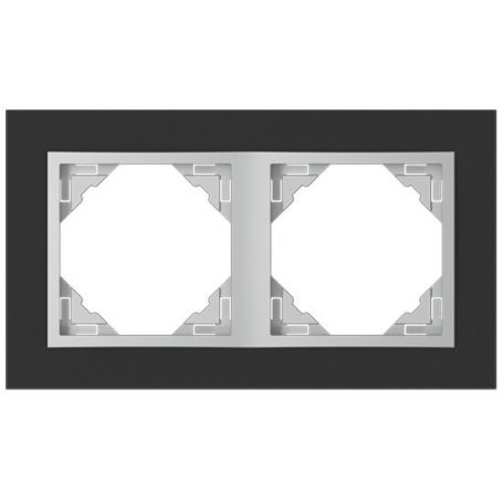 Efapel crystal afdekr. 2v zwart glas/aluminium