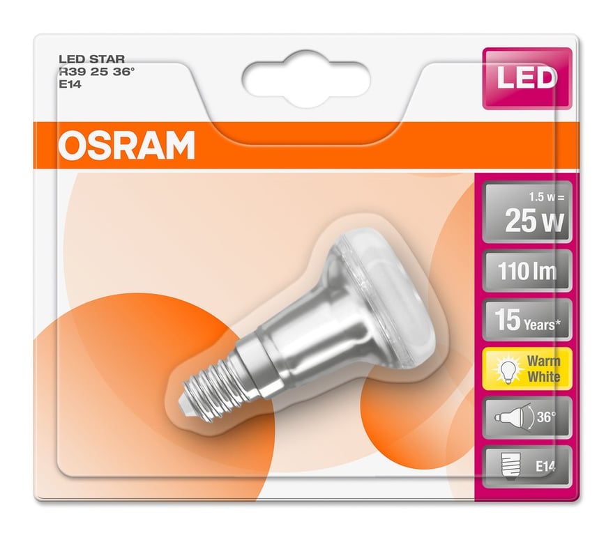 LED STAR R39 25 36° 1.5 W/2700K E14 (CS à 1 PCE)