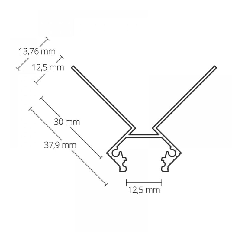 TBP7 LED gipsplaat profiel 300 cm, LED Strips max. 12 mm