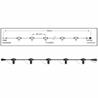 PS230 | hoofdkabel 100cm | 5 fitting | zwart