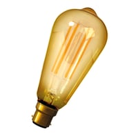 Calex LED Full Glass LongFilament Rustik Lamp 220-240V 4W 320lm B22 ST64, Gold 2100K Dimmable, energy label A+