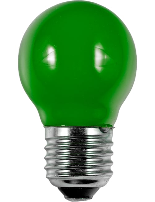 LED E27 Fila Ball G45x75 230V 1W AC Green Non-Dim