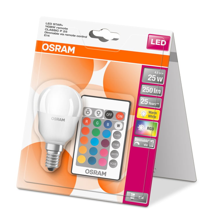 LED Retrofit RGBW lamps with remote control 25 FR 4.5 W/2700K E14 (CS