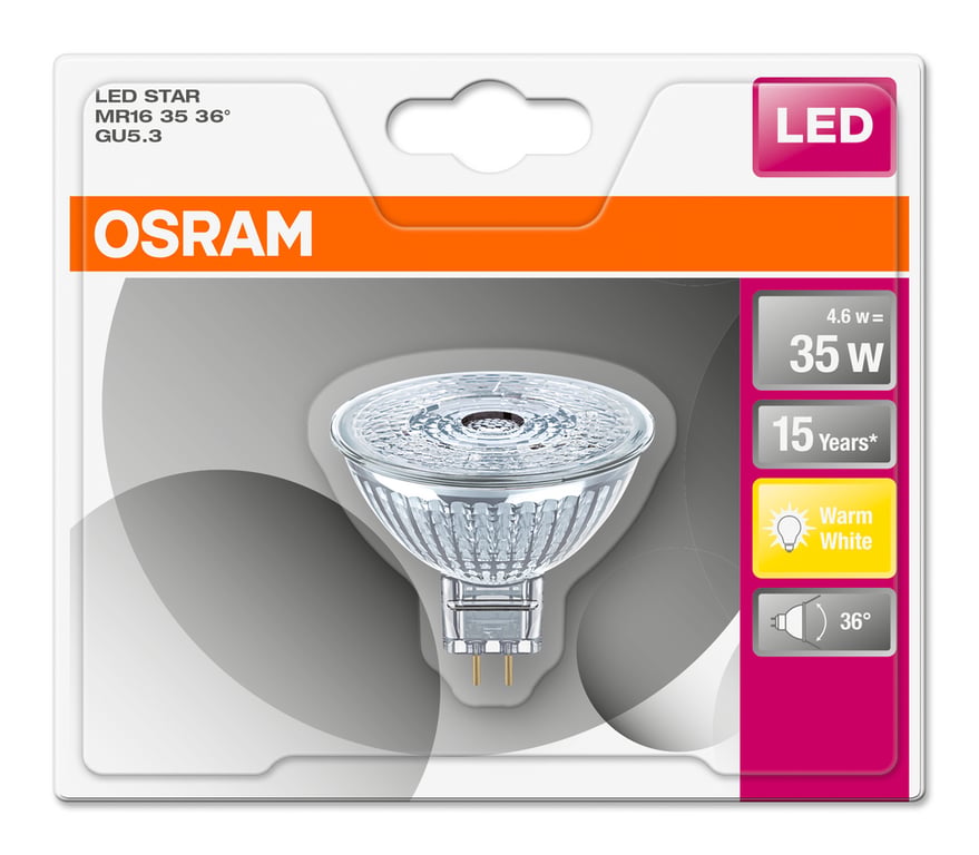 LED STAR MR16 12 V 35 36 4.6 W/2700K GU5.3 (CS à 1 PCE)