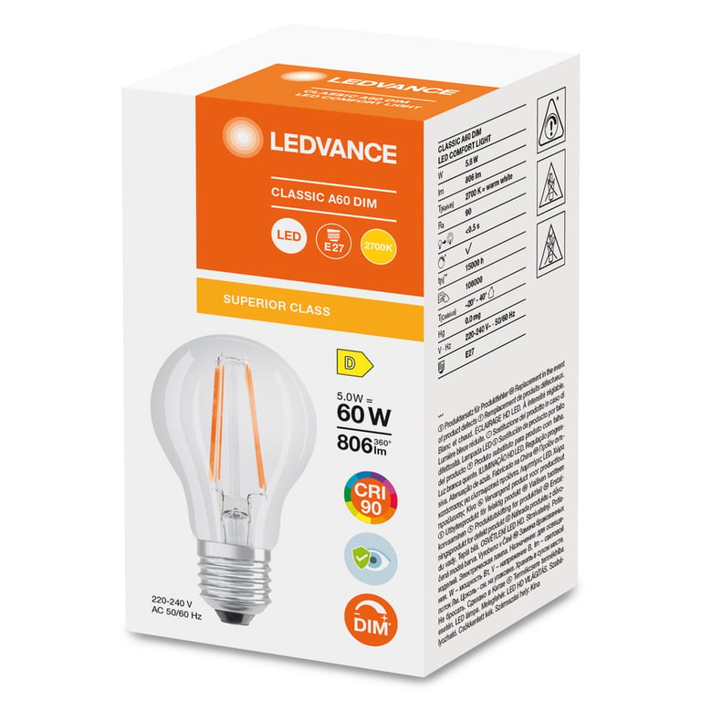 LED CLASSIC A DIM CRI 90 S 5.8W 927 FILCL E27
