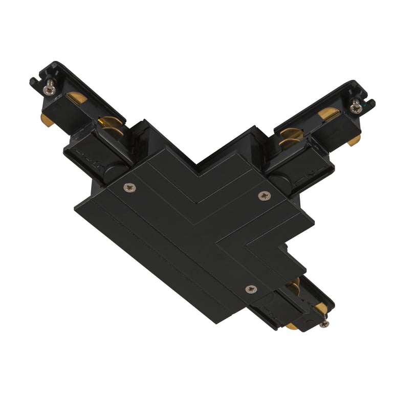 T-verbinder, voor S-TRACK 3-fase-inbouwrail, aarde buiten links, zwart