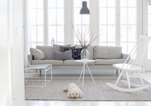 Wollen vloerkleed Anna Rond zwart wit Mixed
