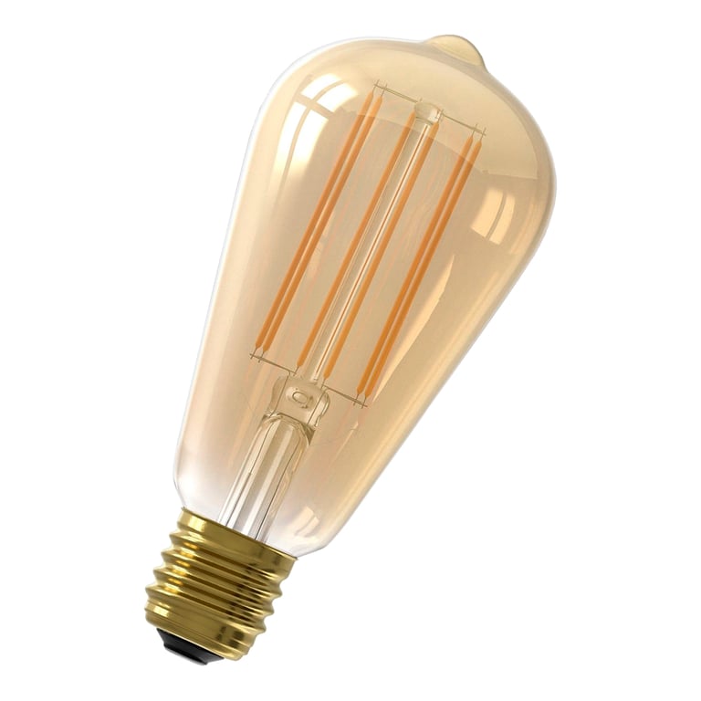 Calex LED Full Glass LongFilament Rustic Lamp 220-240V 4W 400lm E27 ST64, Gold 2100K with sensor, energy label A++