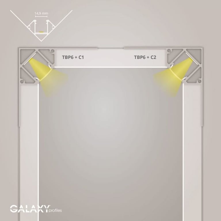 TBP6 LED gipsplaat profiel 300 cm, LED Strips max. 14 mm