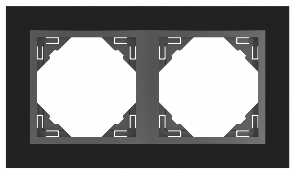 Efapel Crystal Afdekr. 2V Zwart Glas/D.Grijs