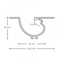 PI1 LED plafond/muur profiel 1x 200cm, LED strips max. 13mm