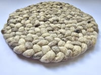 Rond wollen vloerkleed Romee in stock Donkerzand 07
