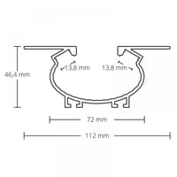 PI2|| LED plafond / muur profiel 200cm, LED strips max. 13mm