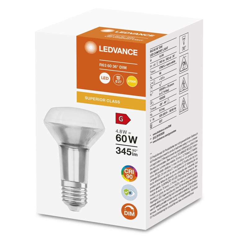 LED SUPERIOR R63 60 36 ° 4.8 W/2700 K E27