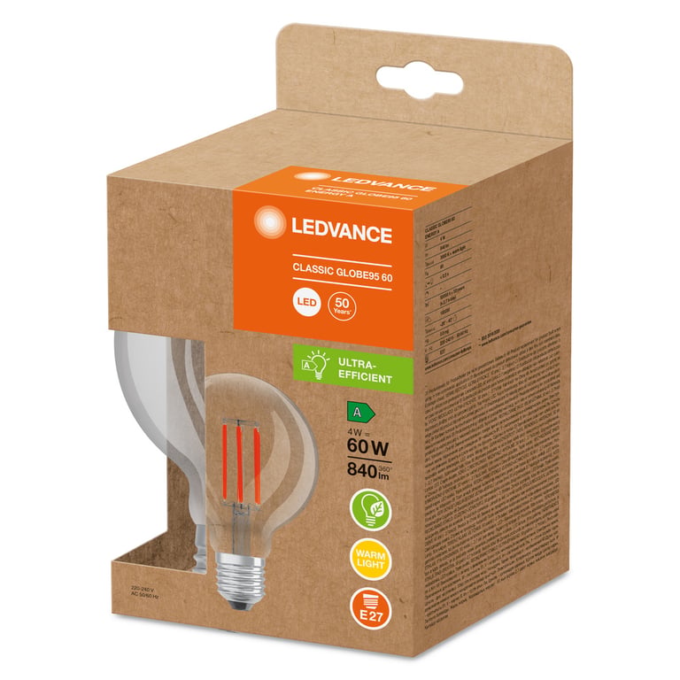 LED LAMPS ENERGY ULTRA-EFFICIENT FILAMENT CLASSIC Globe 60 4 W/3000 K