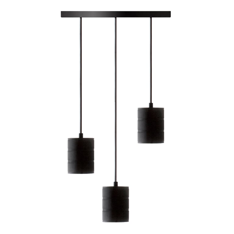 Calex Retro pendant with Ceiling plate dia 400mm, black fittings 3xE40 (2 mtr wire)