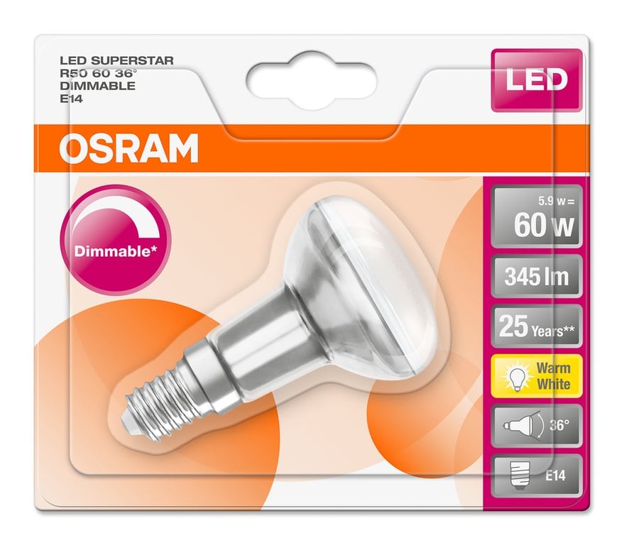 LED SUPERSTAR R50 60 36 5.9 W/2700K E14 DIM (CS à 1 PCE)
