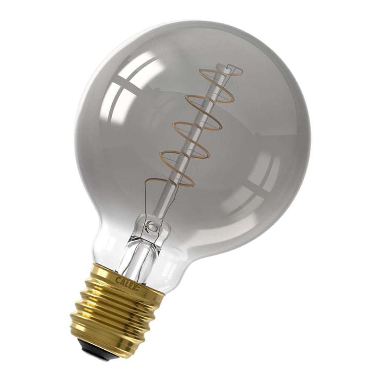 Calex LED Flex Filament Globe lamp G80 220-240V 4W E27 100lm 2100K Titanium, dimmable, energy label B