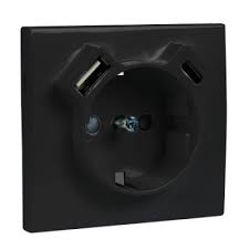 Efapel Basiscombinatie WCD + RA Inbouw 1V Steekcontacten Zwart + USB A+C