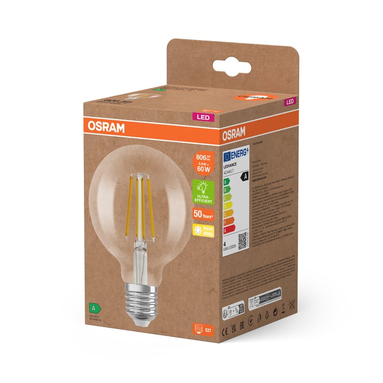 LED LAMPS ENERGY CLASS A ENERGY EFFICIENCY FILAMENT CLASSIC Globe 60