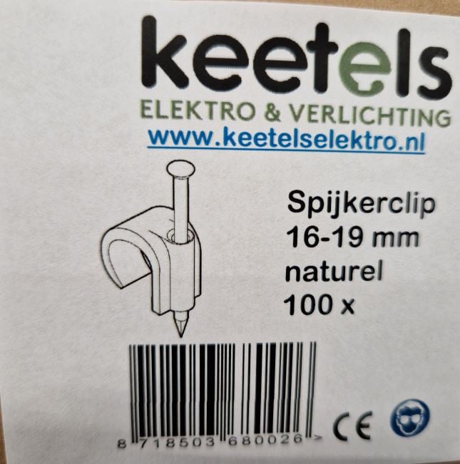 Spijkerclips enkel  16-19 mm naturel per 100 stuks