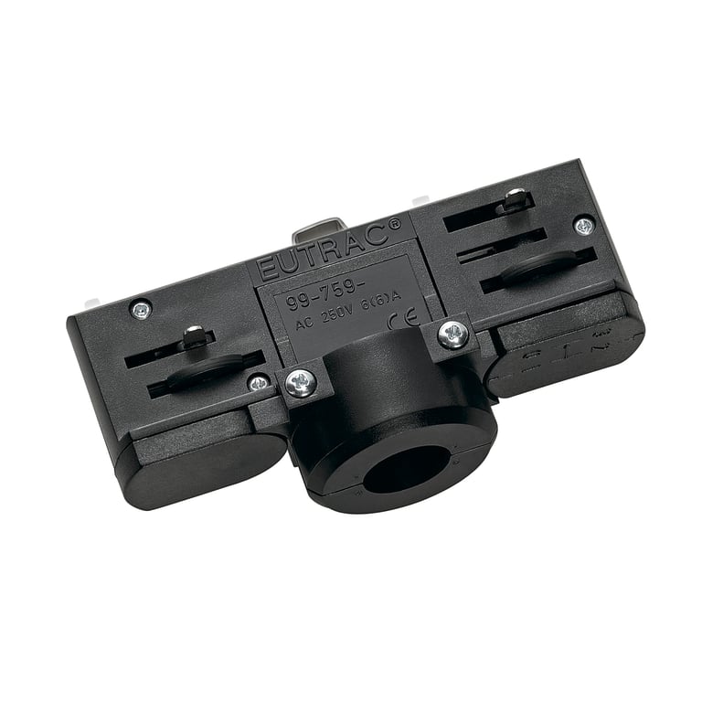 3-Fase Spanningsrail adapter zwart