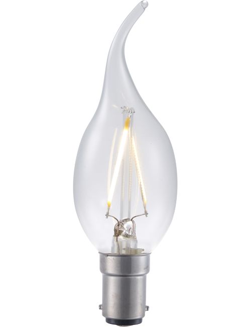 Masterlight - LED Ba15d Fila Tip Candle C35x120 230V 180Lm 2W 827 AC Clear SL159315027