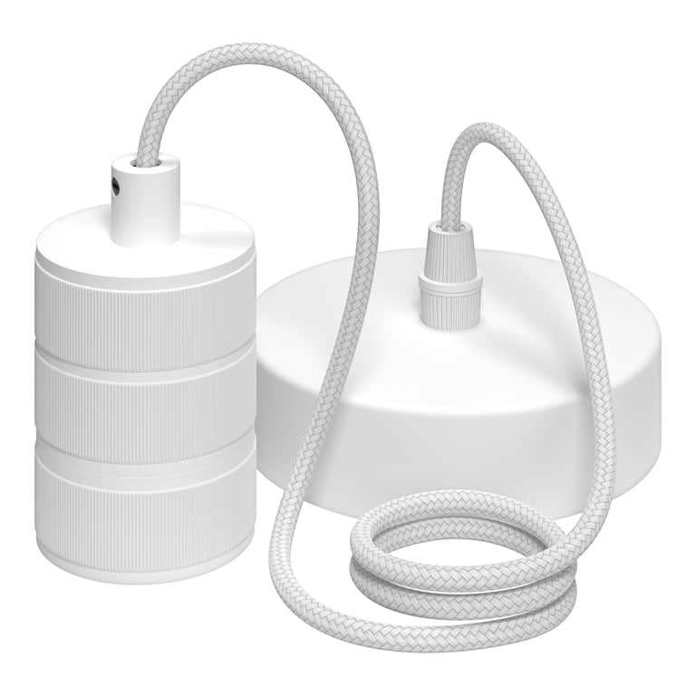 Calex Retro pendant E27 aluminium, matt white 3 ring model
