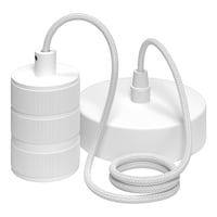 Calex Retro pendant E27 aluminium, matt white 3 ring model