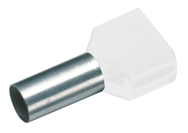 Geïsoleerde TWIN Adereindhuls, 2x 0,75mm², lengte 8mm, wit