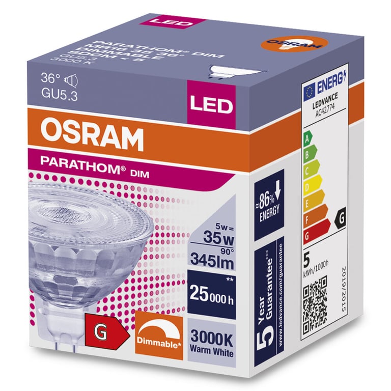 PARATHOM® DIM MR16 35 36 ° DIM 5 W/3000 K GU5.3