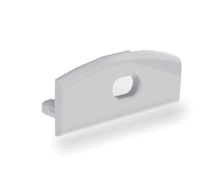 Eindkap slimline breed 8mm, met draaddoorvoer, aluminium