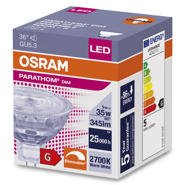 PARATHOM® DIM MR16 35 36 ° DIM 5 W/2700 K GU5.3