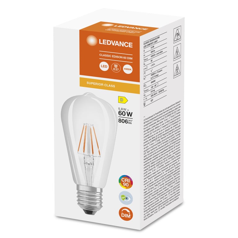 LED SUPERIOR CLASSIC EDISON 60 5.8 W/4000 K E27