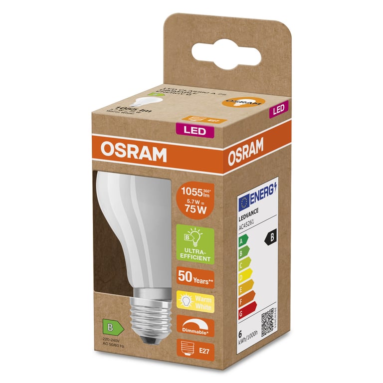 LED CLASSIC A ENERGY EFFICIENCY B DIM 75 5.7 W/2700 K E27