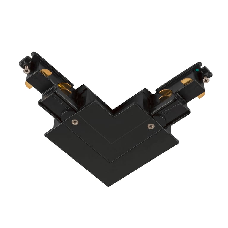 L-verbinder, voor S-TRACK 3-fase-inbouwrail, aarde rechts, zwart, DALI
