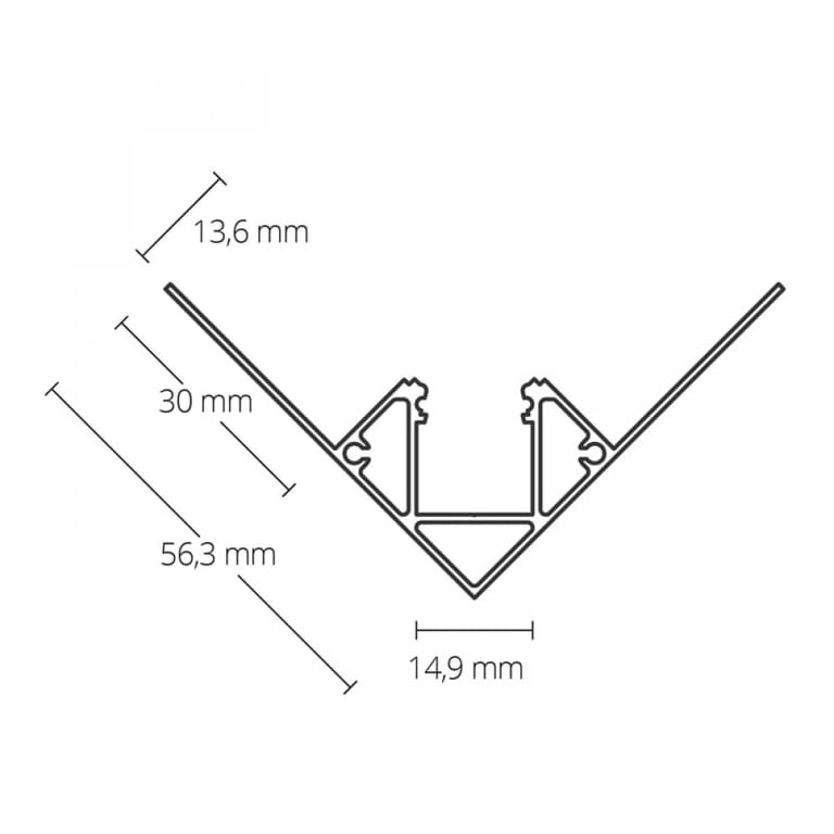 TBP6 LED gipsplaat profiel 300 cm, LED Strips max. 14 mm