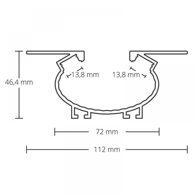 PI2 LED plafond / muur profiel 200cm, LED strips max. 13mm